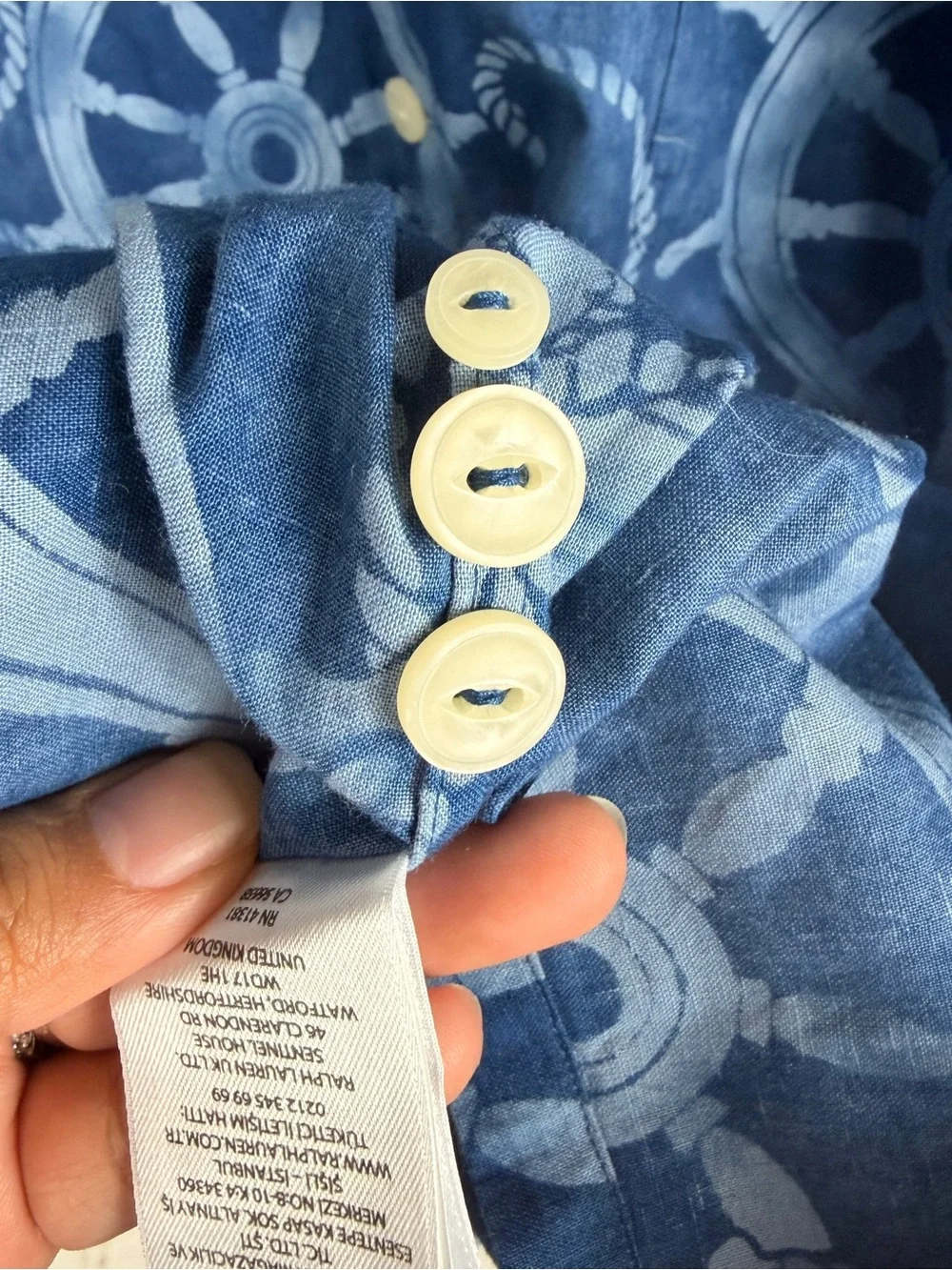 Polo Ralph Lauren Nautical Ship Wheel Linen‎ Blend Camp Shirt 4X Big